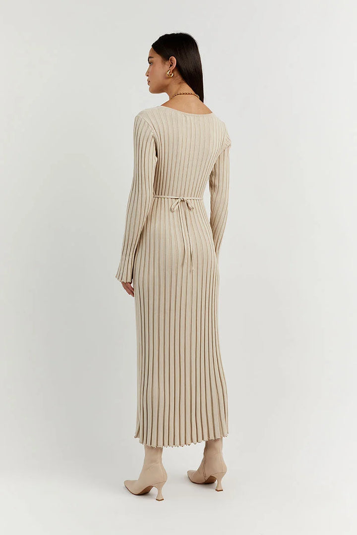 Levoire | Robe Midi Tricot Avec Décolleté En V Et Manches