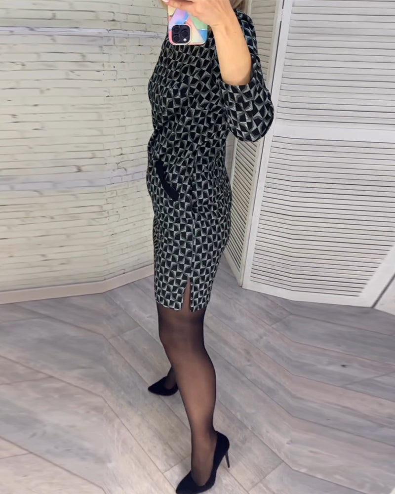 Levoire | Robe Avec Imprimé Diamant Et Manches Longues