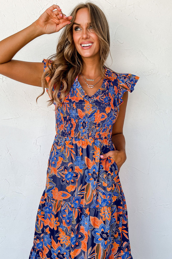 Levoire | Robe À Fleurs Avec Décolleté En V Et Volants