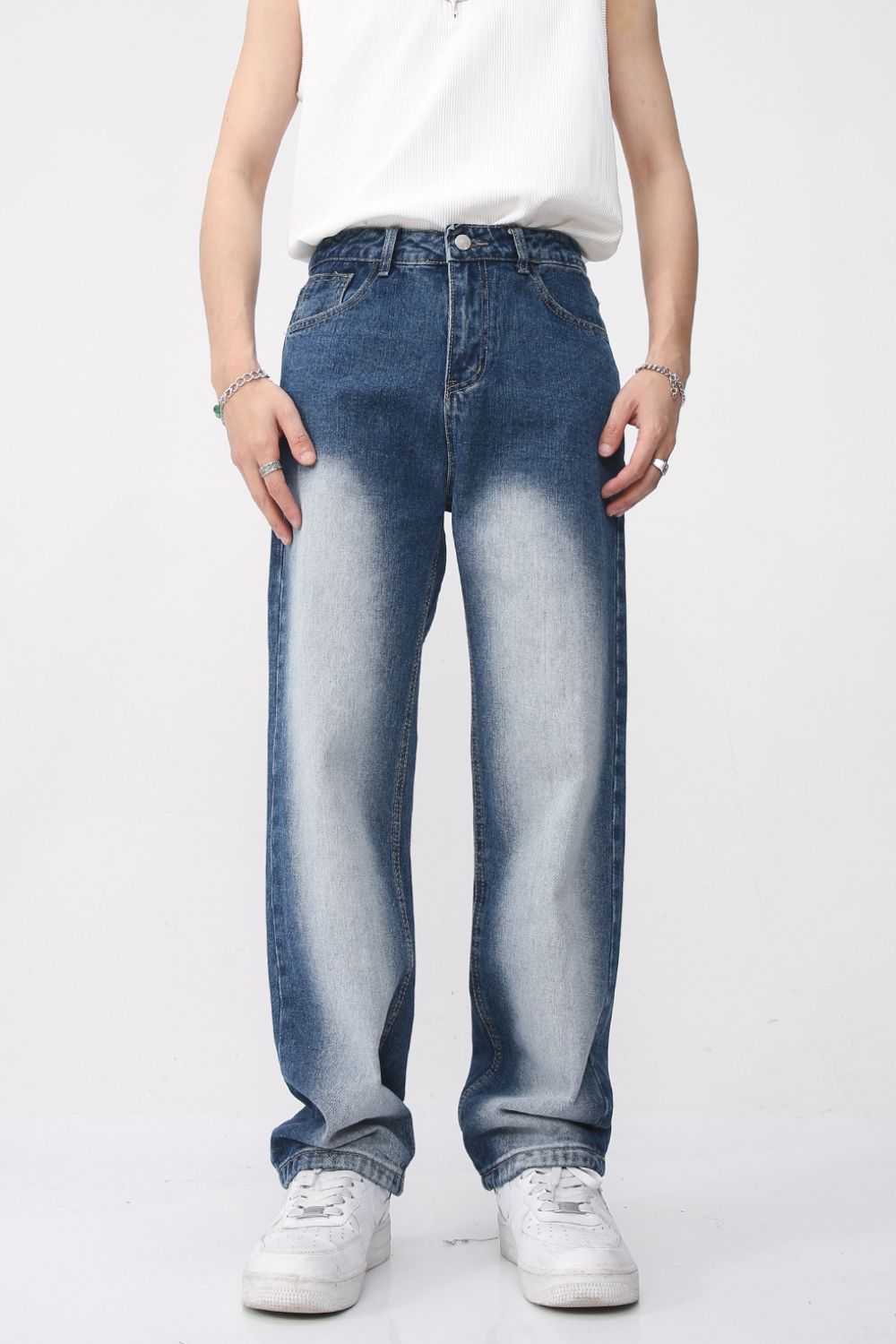 Levoire | Hommes Denim Lavé Coupe Droite Jeans