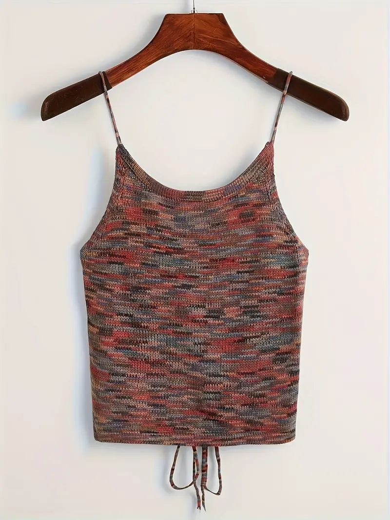 Levoire | Haut Élégant En Tricot Dos Nu Avec Bretelles Spaghetti Multicolore