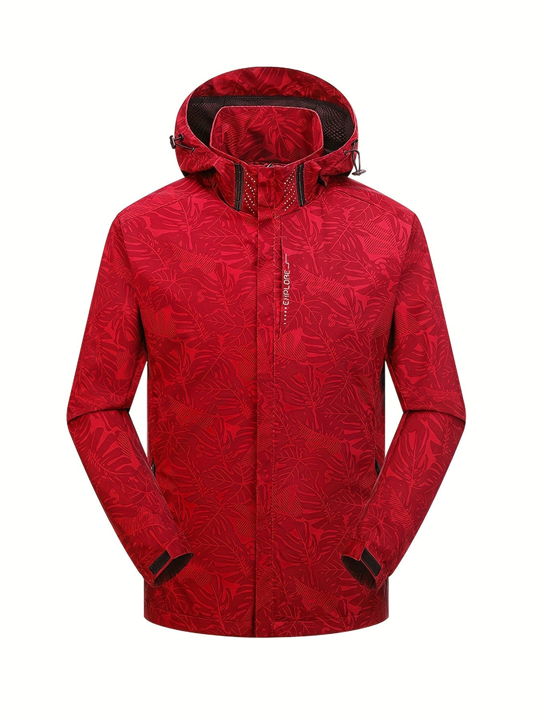 Levoire | Veste Coupe-Vent Décontractée Imperméable Avec Capuche Camouflage-Rouge