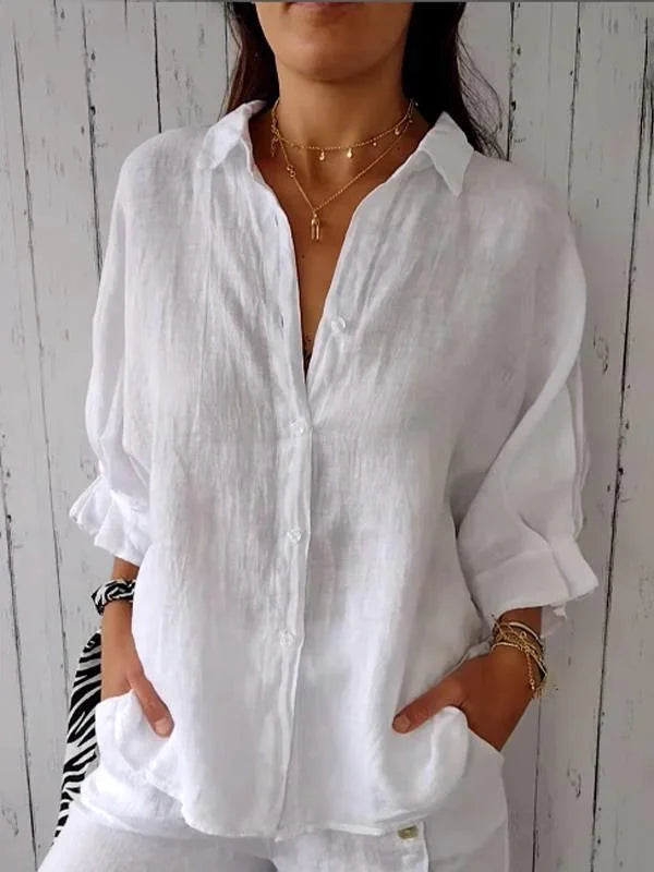 Levoire | Chemise à motif noué en coton et lin Blanc