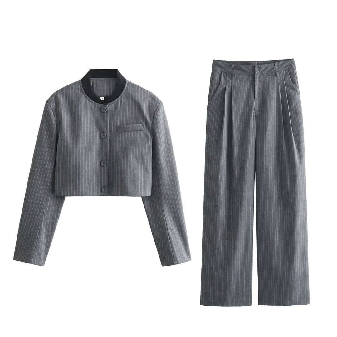 Levoire | Veste Courte Et Pantalon Taille Haute Costume gris