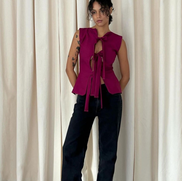 Levoire | Motif imprimé et sexy sans manches ajusté corset à lacets troué Vinkar