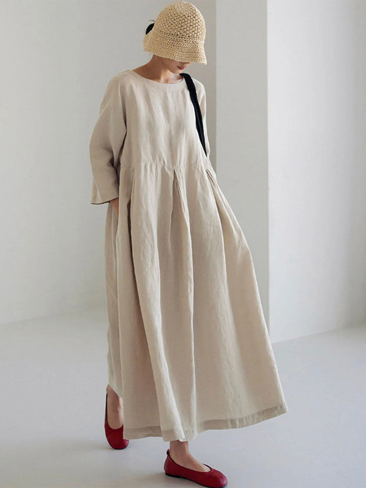 Levoire | Robes En Lin Amples Avec Poches Latérales Beige