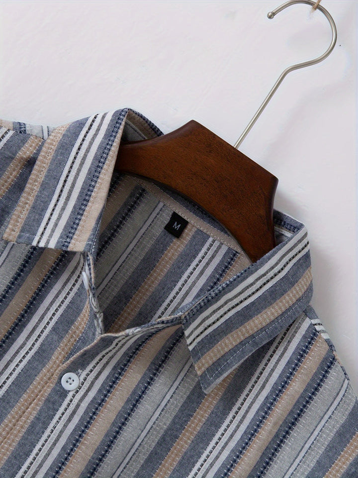 Levoire | Chemise En Coton Lin Rayée Pour Hommes Pour Un Look Décontracté