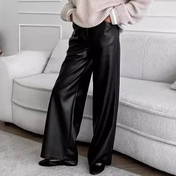 Levoire | Pantalons détendus en cuir rétro noirs