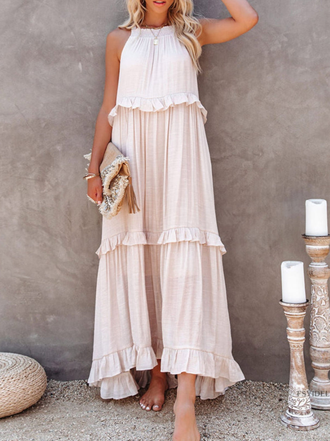 Levoire | Robe maxi sans bretelles avec volants