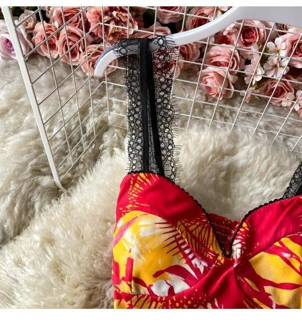 Levoire | Ensemble sans manches à deux pièces avec motif floral
