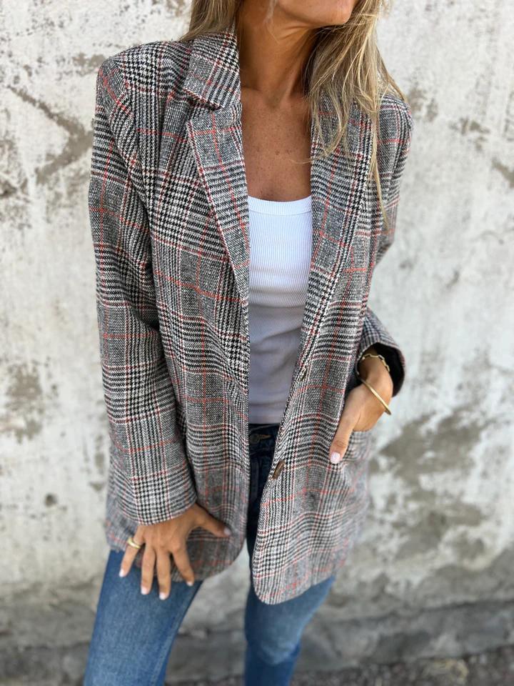 Levoire | Blazer À Carreaux Décontracté Avec Revers Braun