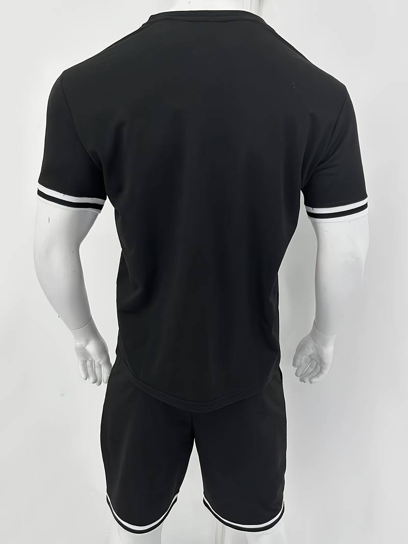 Levoire | T-Shirt Rayé Respirant Et Shorts Décontractés