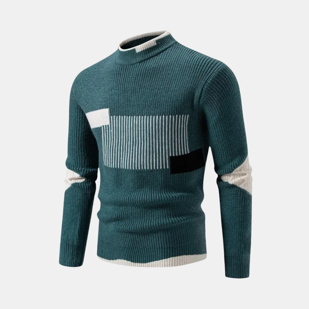 Levoire | Pull en Maille Haut de Gamme Style Moderne pour Hommes Vert géométrique