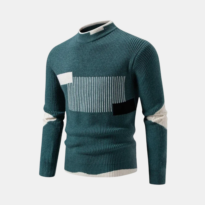 Levoire | Pull en Maille Haut de Gamme Style Moderne pour Hommes Vert géométrique