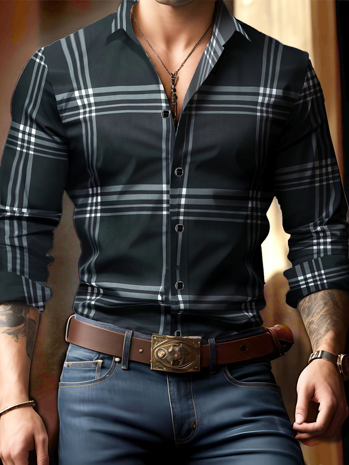 Levoire | Chemise Pour Hommes À Imprimé Sur Le Mollet Avec Col Réversible Noir