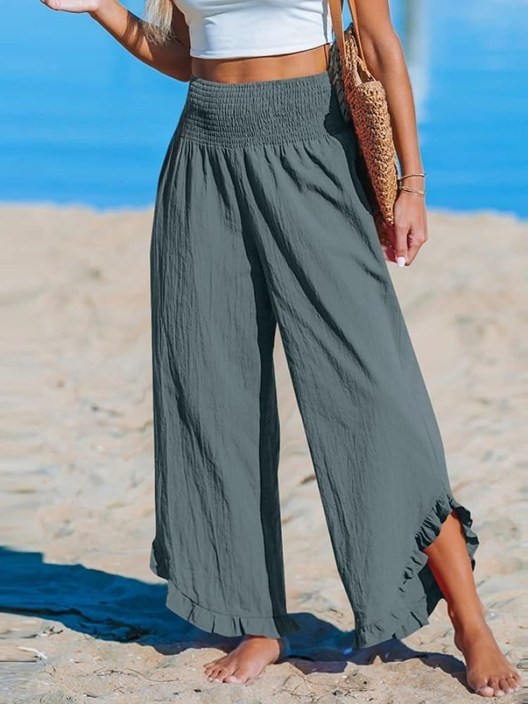 Levoire | Chemisier de loisir à fronces pour femmes Pantalon Bleu