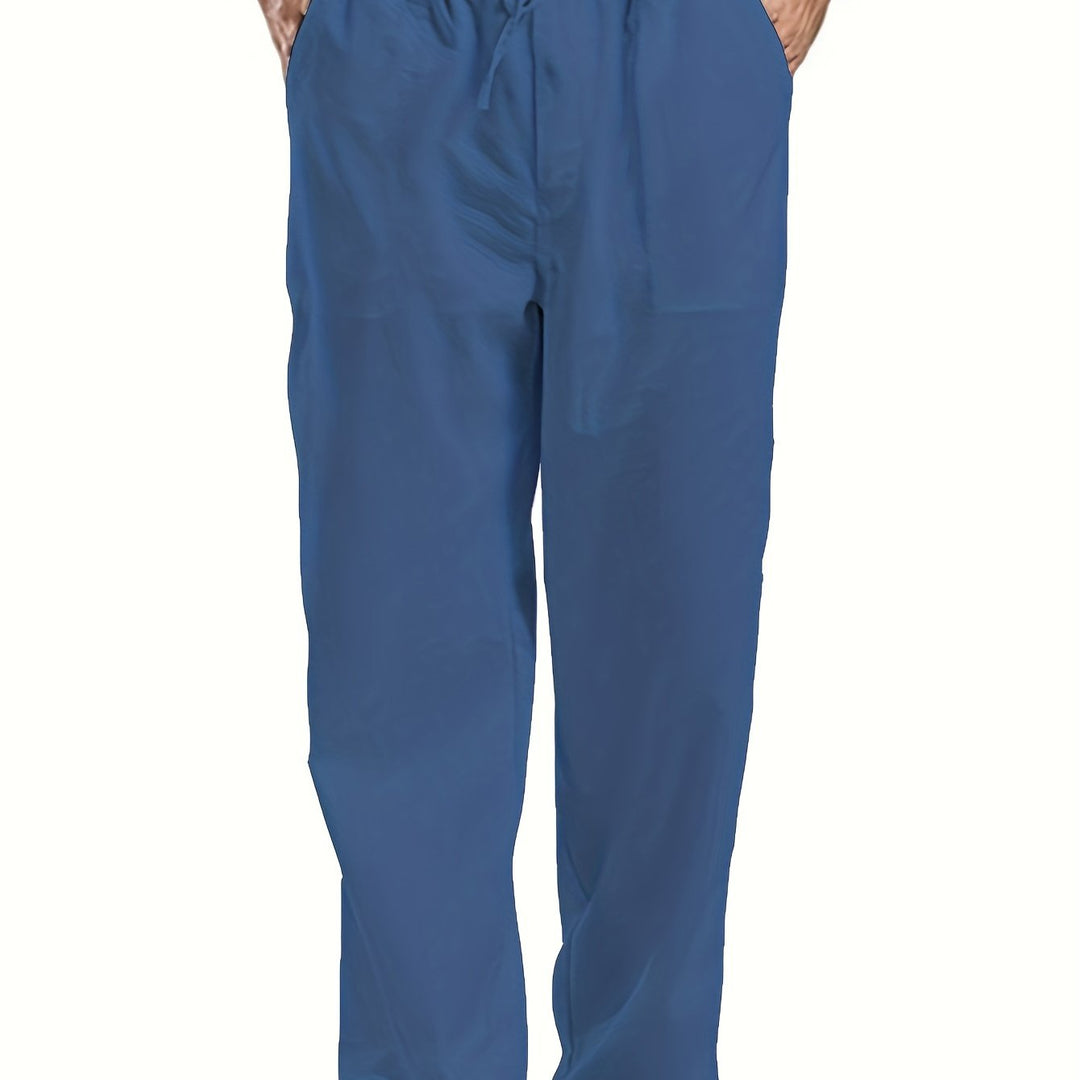 Levoire | Pantalons Pour Hommes En Mélange De Coton Et De Lin Avec Une Taille Élastique Décontractée