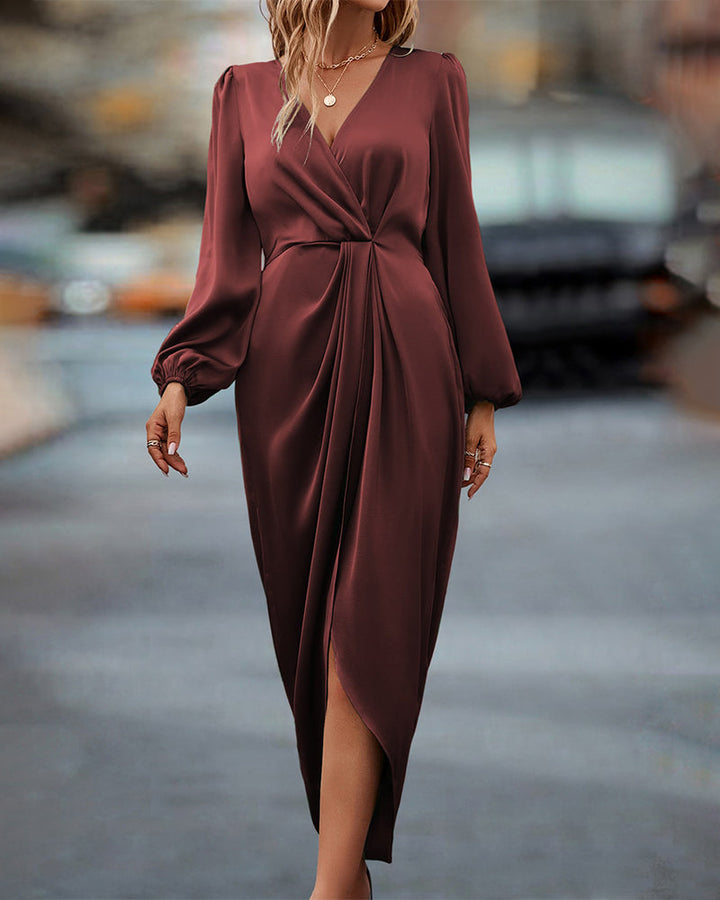 Levoire | Robe À Col V Avec Manches Lanternes
