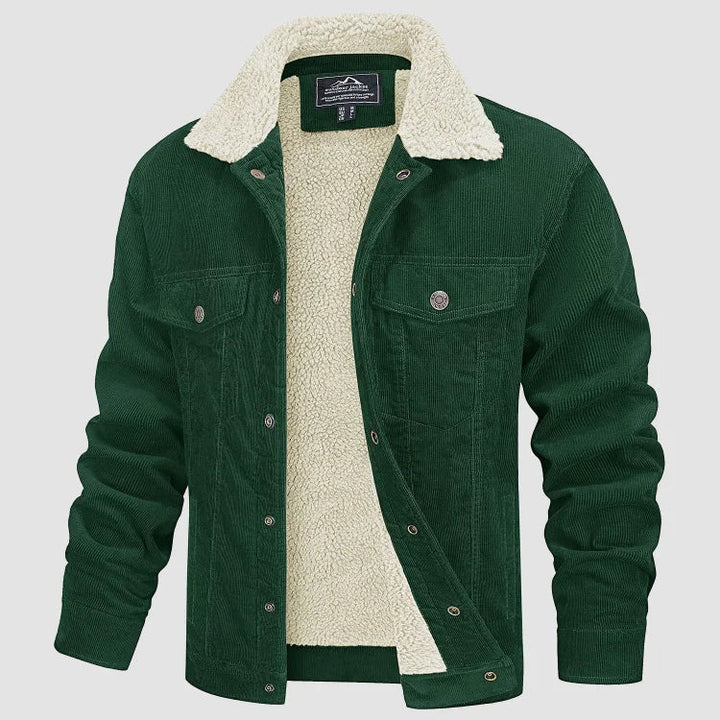 Levoire | Veste En Velours Côtelé Élégante Et Confortable Pour Homme Avec Doublure En Sherpa Vert