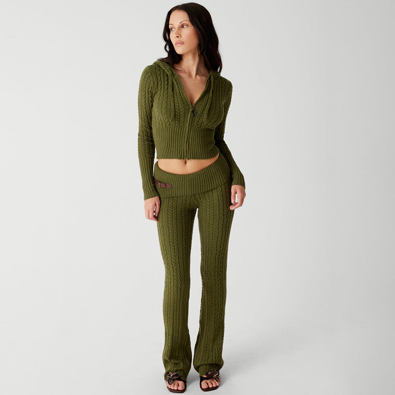 Levoire | Ensemble À Deux Pièces De Tricot Élégant Robe verte