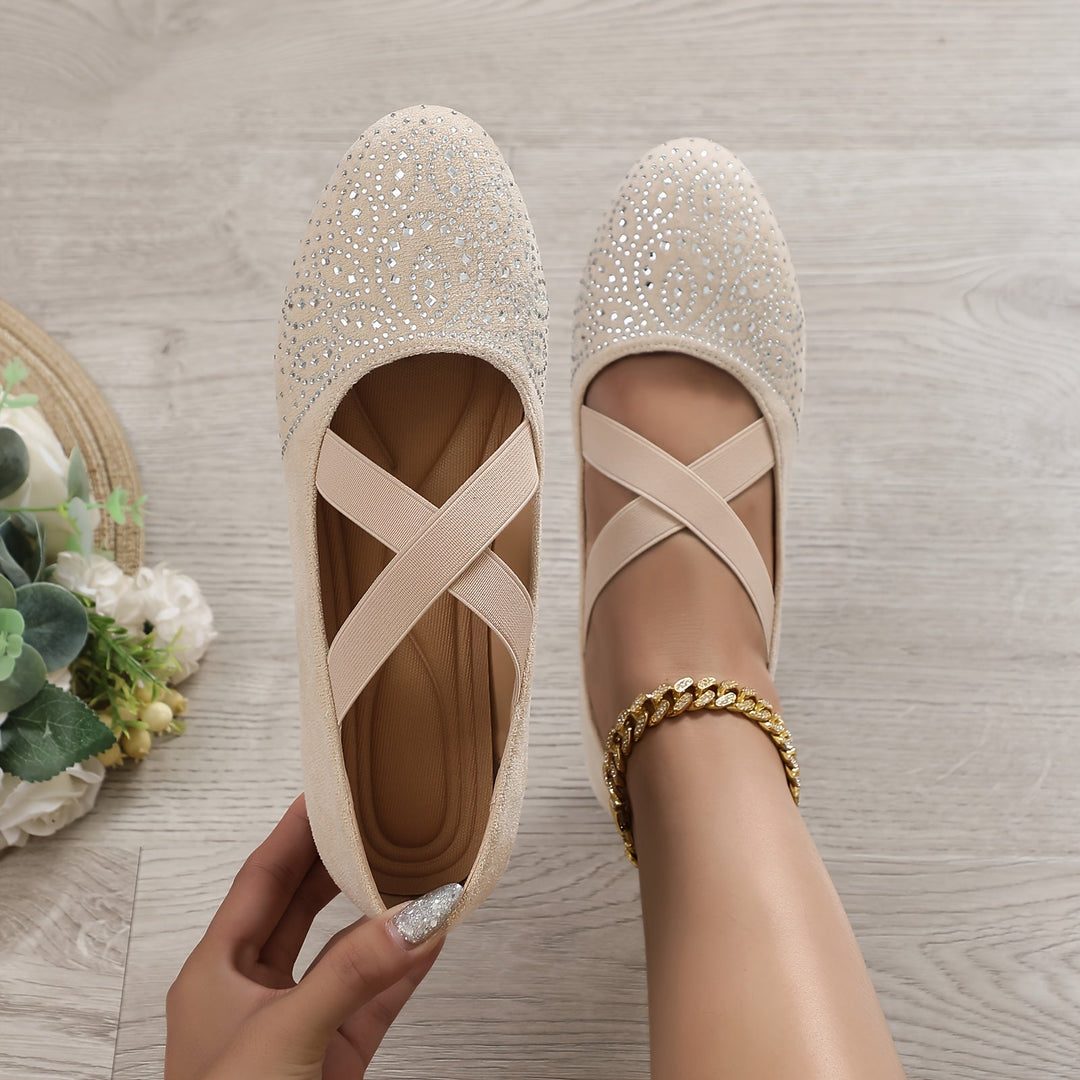 Levoire | Ballerines À Strass Avec Sangle Élastique Abricot