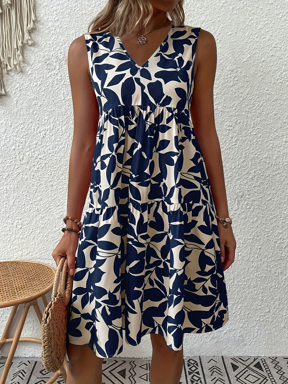 Levoire | Femme Robe débardeur à col en V - Bleu