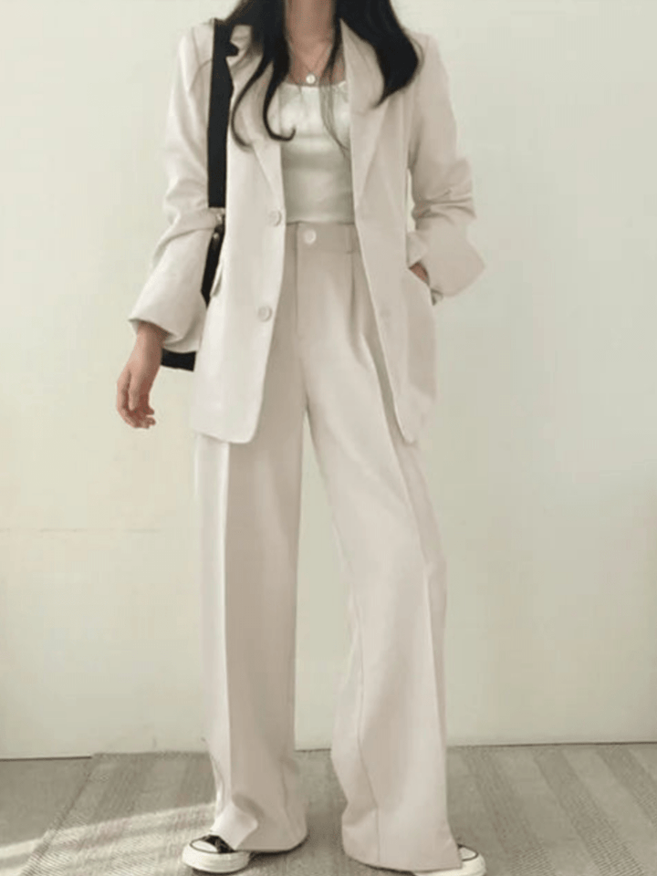 Levoire | Ensemble de costume pour femmes deux pièces Pantalon de costume pour dames Costume décontracté Beige