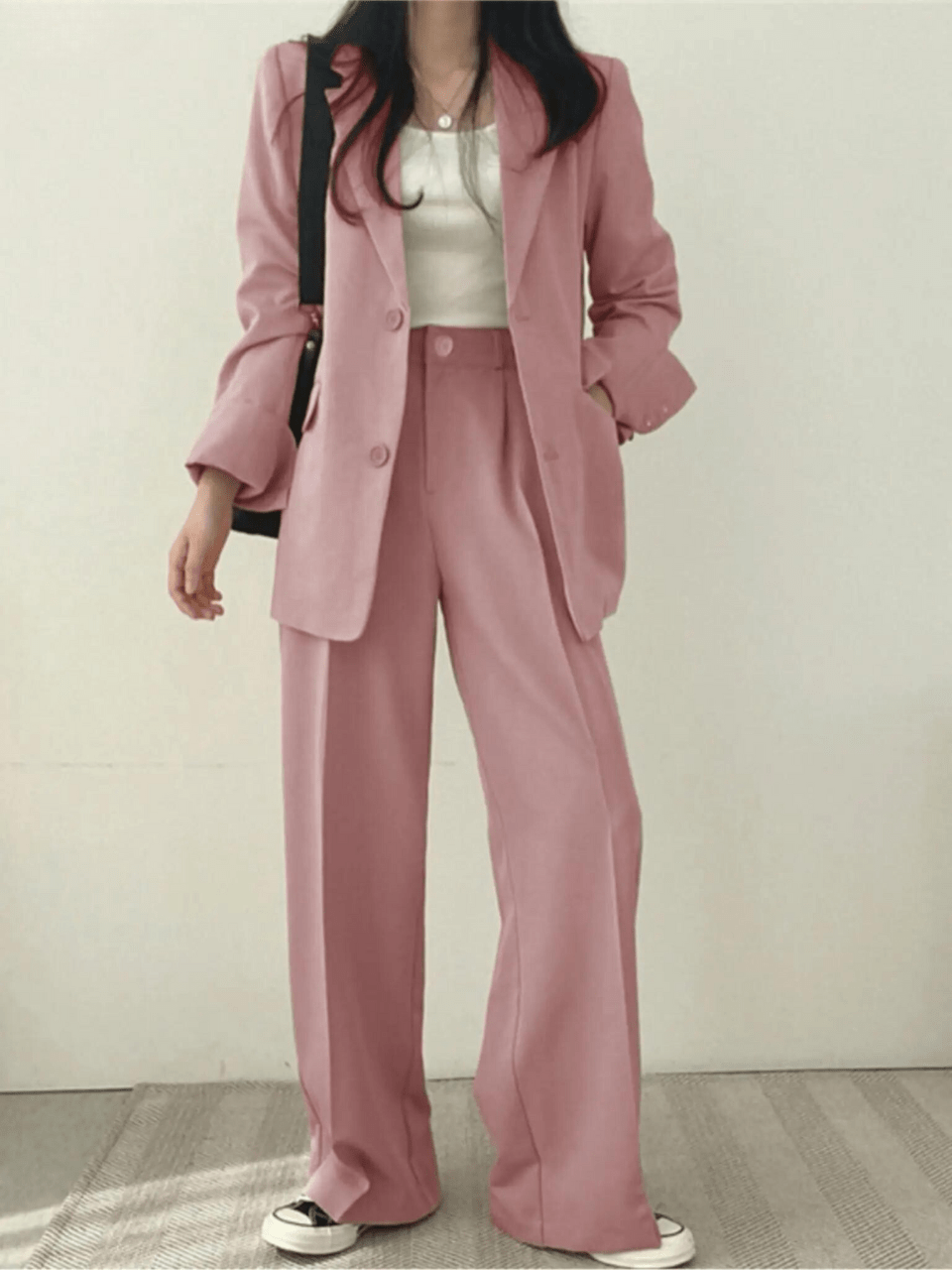 Levoire | Ensemble de costume pour femmes deux pièces Pantalon de costume pour dames Costume décontracté Rosa