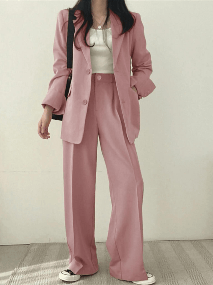Levoire | Ensemble de costume pour femmes deux pièces Pantalon de costume pour dames Costume décontracté Rosa