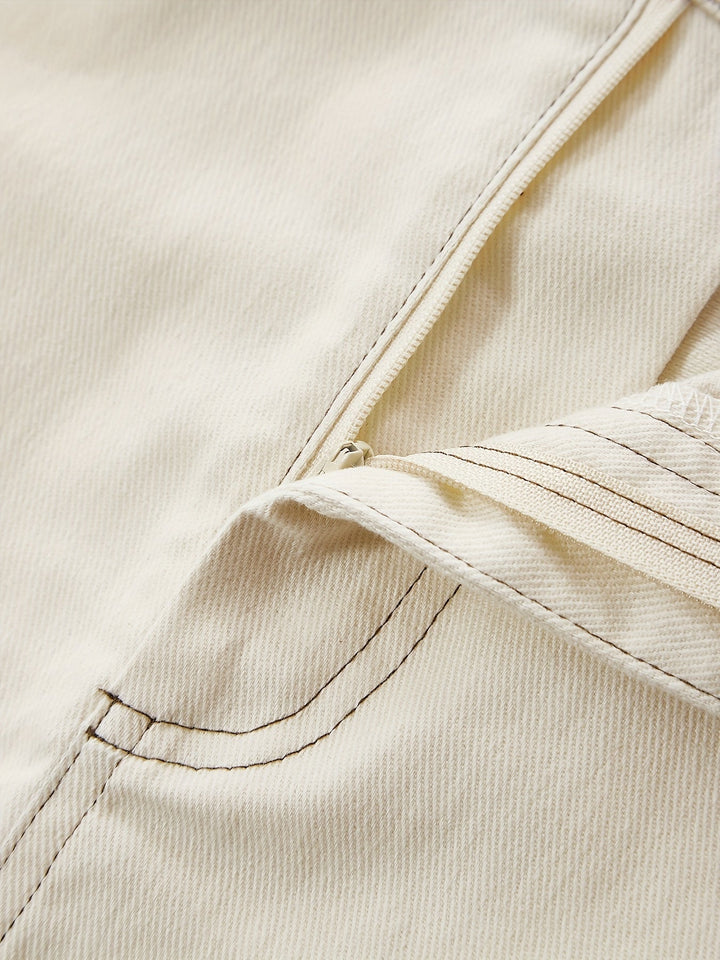 Levoire | Couleur Unie Blanc Fente Arrière Détente Maxi Jean Jupe