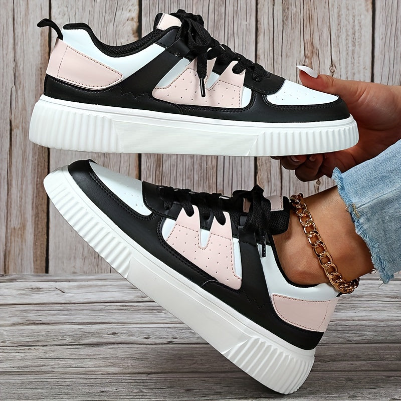 Levoire | Baskets Colorblock Pour Femmes Noir Rose pâle