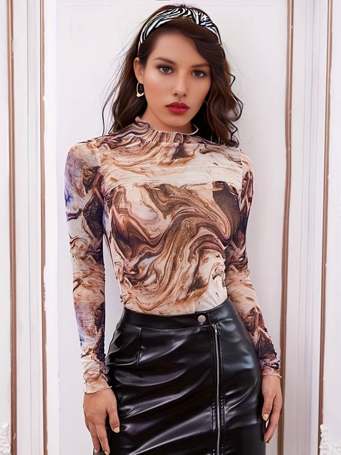 Levoire | T-Shirt À Manches Longues Avec Imprimé Marbre