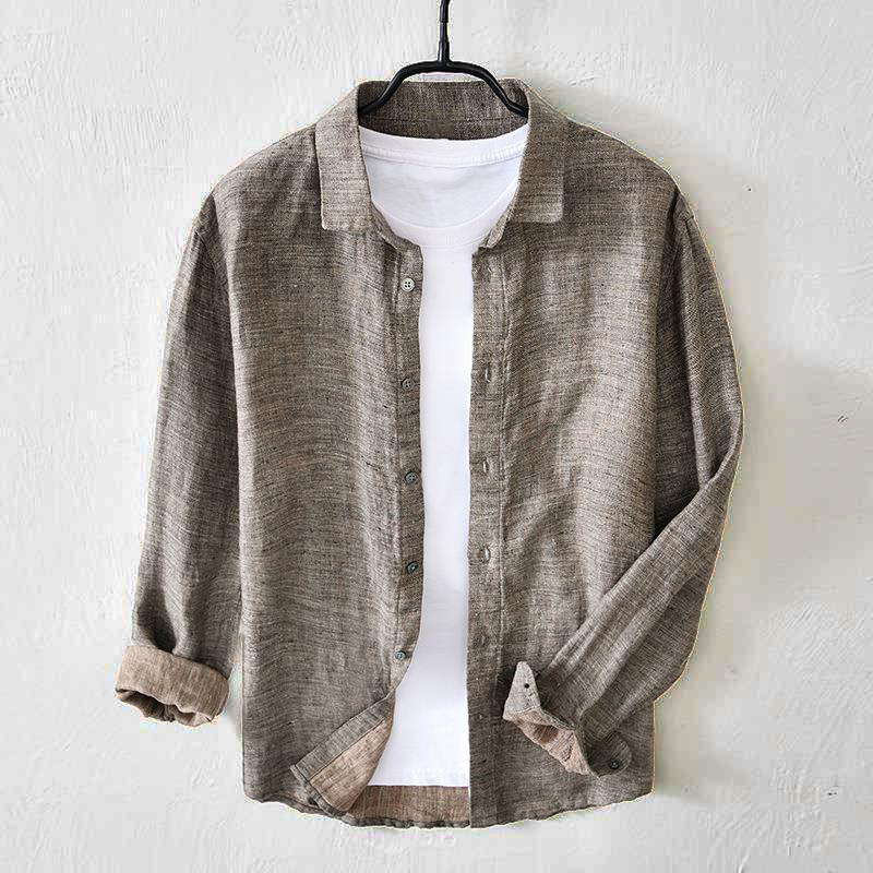 Levoire | Chemise en lin à manches longues Braun