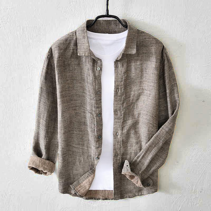 Levoire | Chemise en lin à manches longues Braun