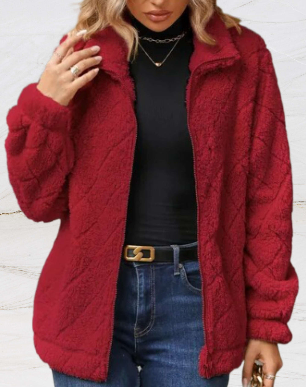 Levoire | Veste À Grand Col Drapé Original Rouge