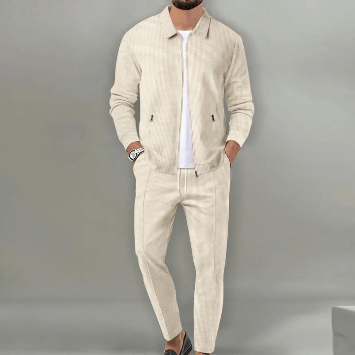 Levoire | Décontracté Ensemble pour hommes Pratique Fermeture éclair Chic et Confortable Beige