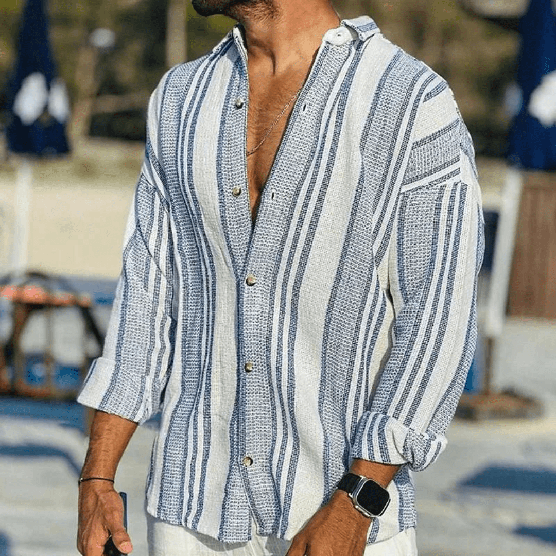 Levoire | Chemise Coast Breeze pour hommes Blouse d'été /printemps décontractée Bleu