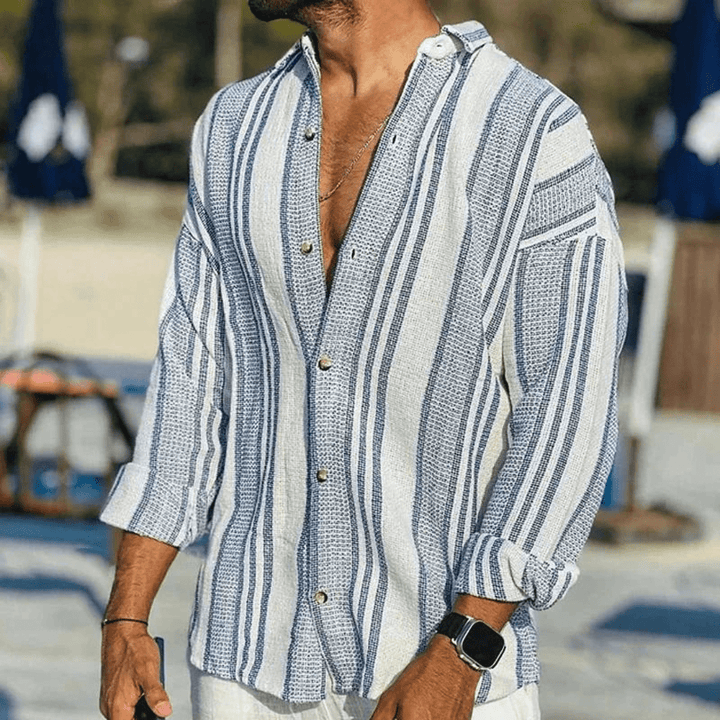 Levoire | Chemise Coast Breeze pour hommes Blouse d'été /printemps décontractée Bleu