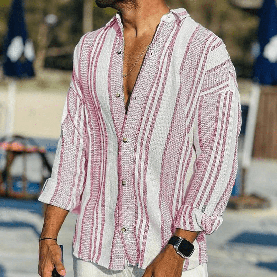 Levoire | Chemise Coast Breeze pour hommes Blouse d'été /printemps décontractée Rosa