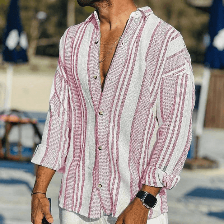 Levoire | Chemise Coast Breeze pour hommes Blouse d'été /printemps décontractée Rosa