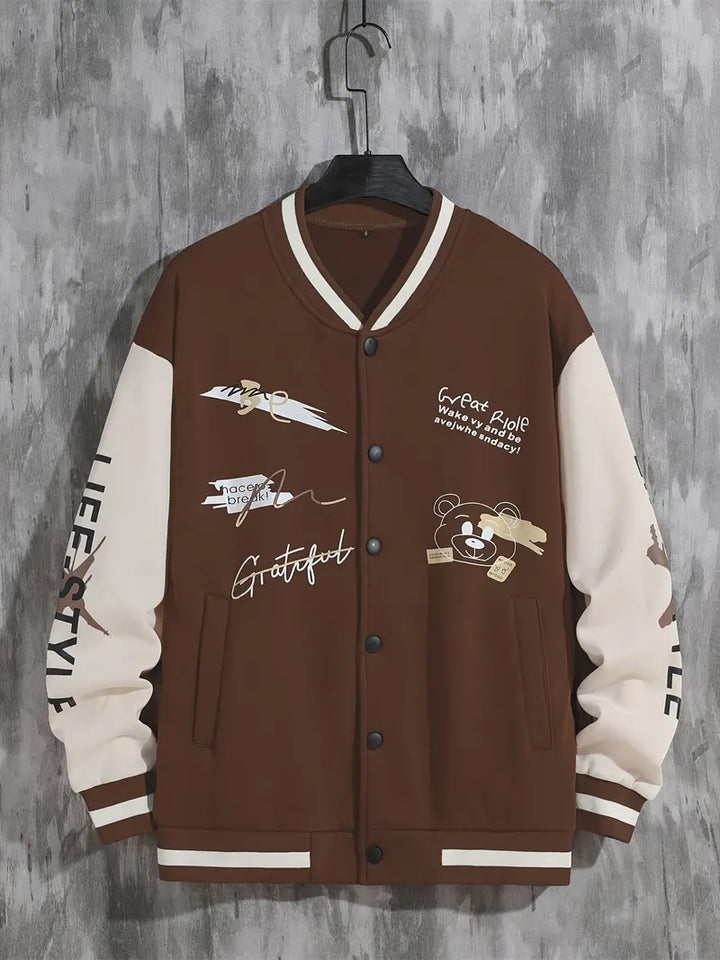 Levoire | Veste De Baseball Avec Capuche Pour Hommes Café