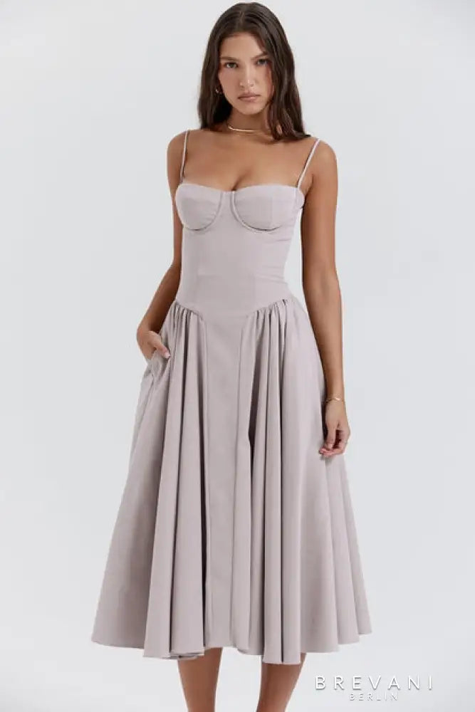 Levoire | Robe Midi Avec Coupe Amincissante Forme Attractive Gris clair