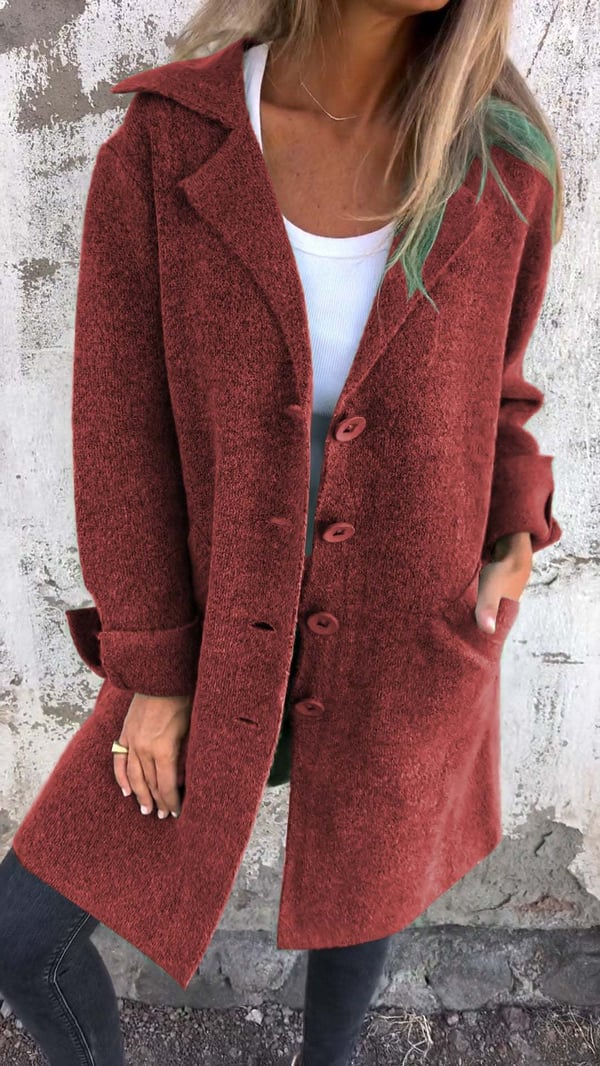 Levoire | Manteau Long Casual Élégant Avec Poches Pratiques Rouge
