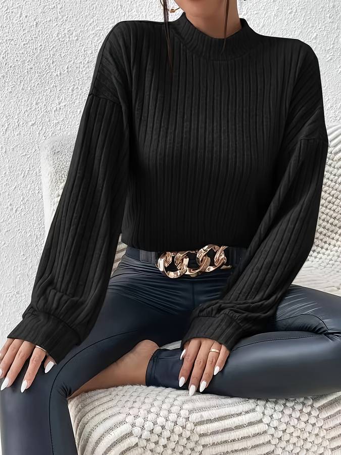 Levoire | Pull À Col Roulé En Tricot Côtelé Noir