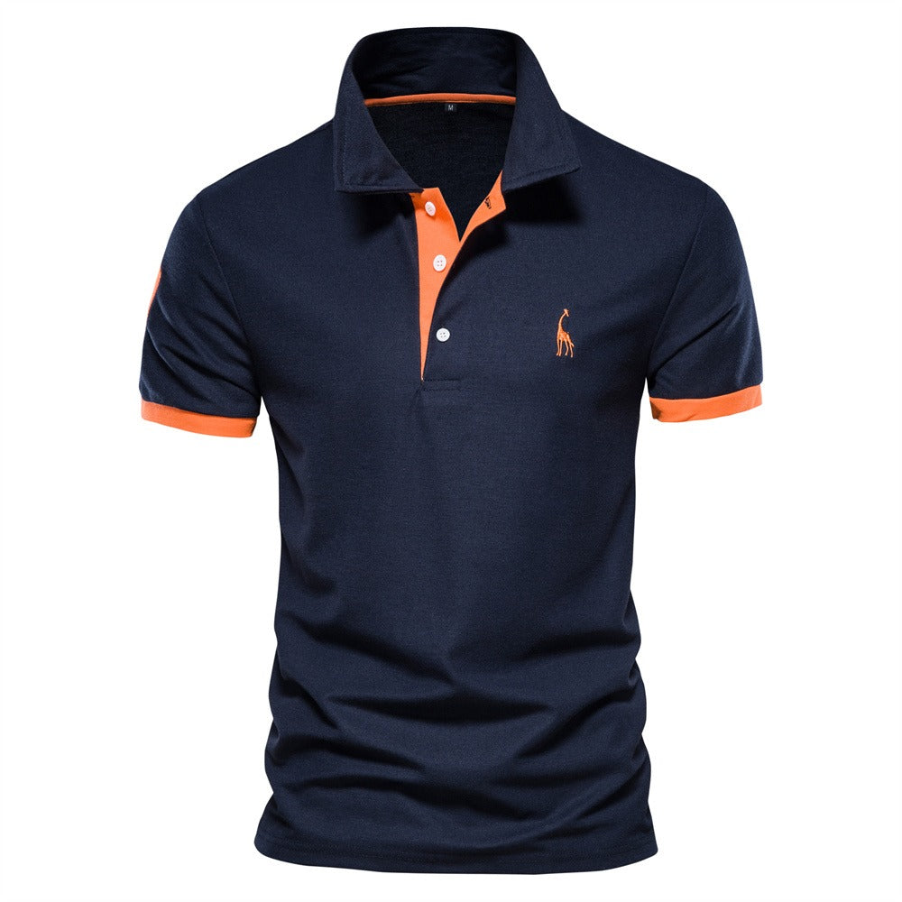 Levoire | Classique Polo Pour Hommes Bleu foncé - Orange