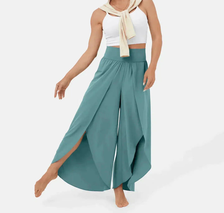 Levoire | Pantalon Femme Pantalon Évasé Confortable Et Aérien Avec Shorts Bleu
