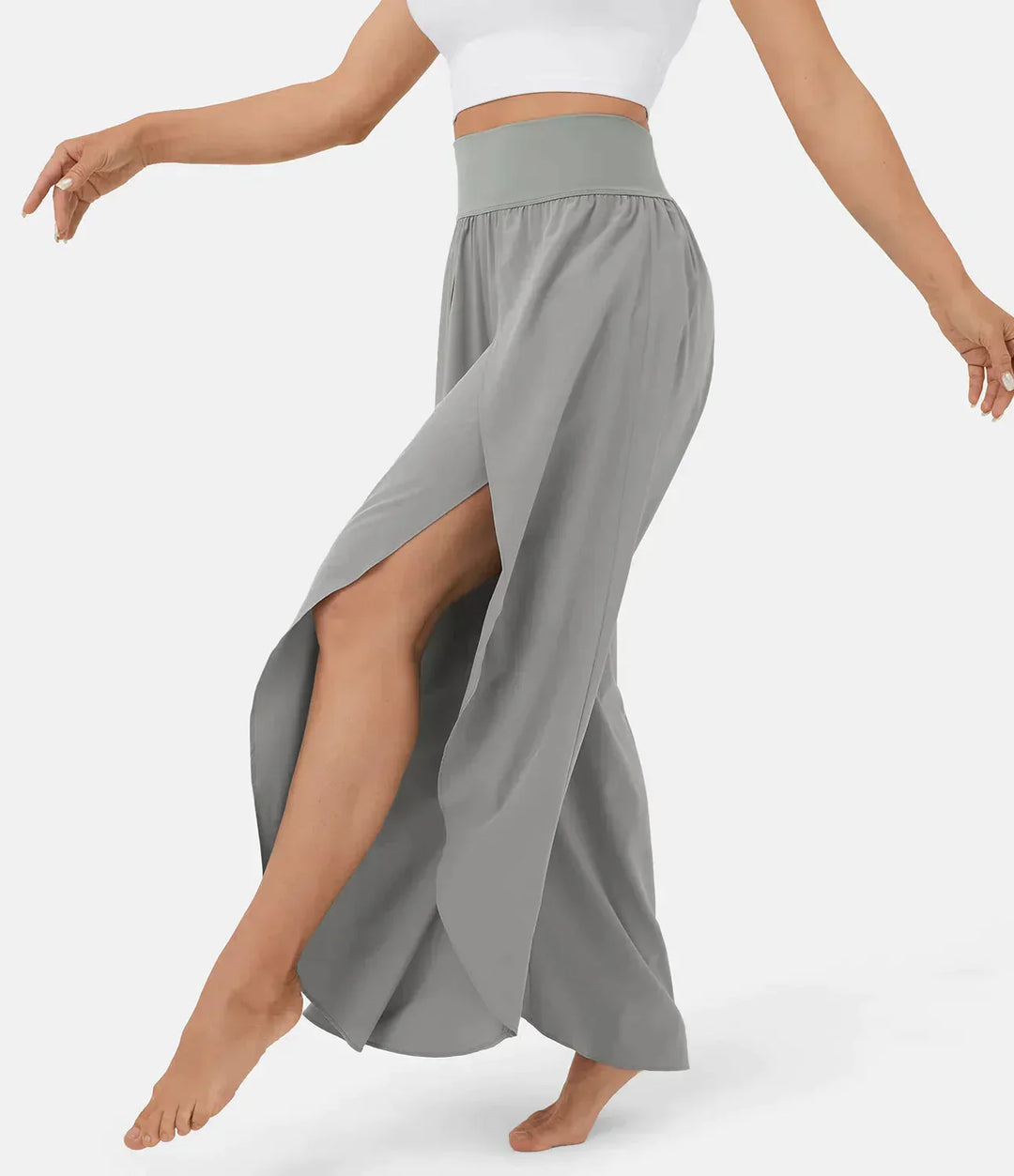 Levoire | Pantalon Femme Pantalon Évasé Confortable Et Aérien Avec Shorts Gris