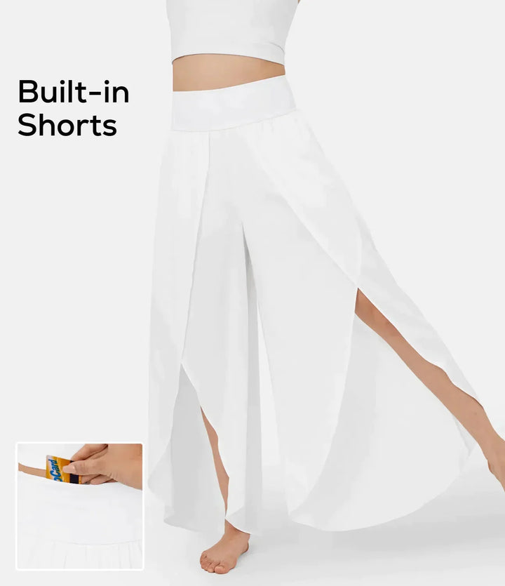 Levoire | Pantalon Femme Pantalon Évasé Confortable Et Aérien Avec Shorts Blanc