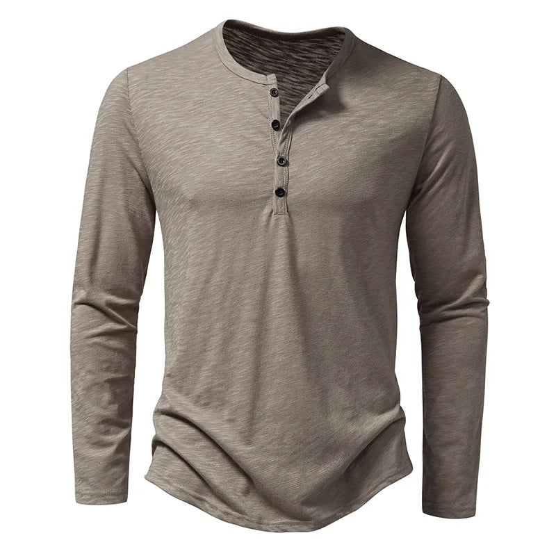 Levoire | T-Shirt Long À Boutons Pour Homme Khaki