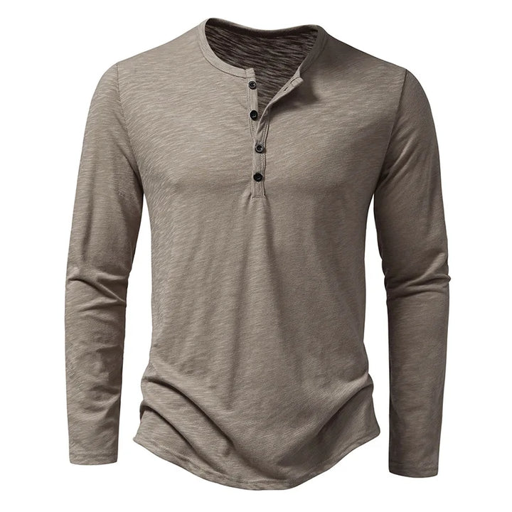 Levoire | T-Shirt Long À Boutons Pour Homme Khaki